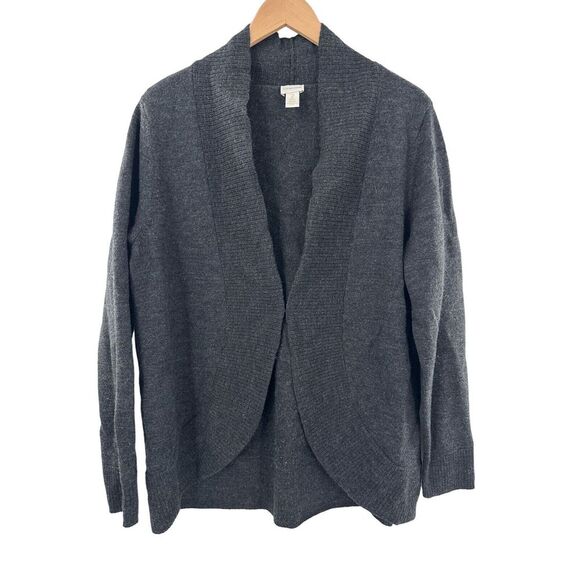 Chico's Sweaters - Chico's Cardigan Large Wool‎ Gray Charcoal Hook Eye Closure Size 2